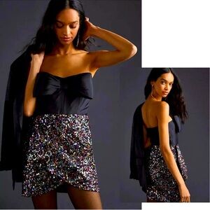 NWT Anthropologie Atsu Sequin Bow Tie Mini Dress 10